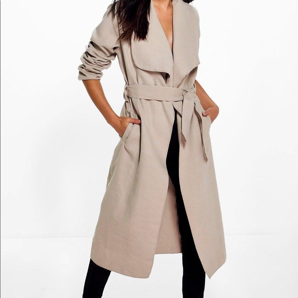 Boohoo Katie Shawl Collar Belted Duster 
